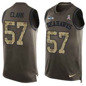 cheap Seahawks #57 Frank Clark Green Men's Stitched NFL Limited Salute To Service Tank Top Jersey