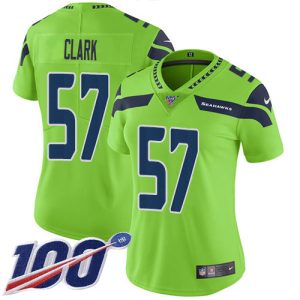 cheap Seahawks #57 Frank Clark Green Women's Stitched NFL Limited Rush 100th Season Jersey