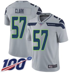 Seahawks #57 Frank Clark Grey Alternate Men's Stitched NFL 100th Season Vapor Untouchable Limited Jersey