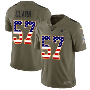 wholesale Seahawks #57 Frank Clark Olive/USA Flag Men's Stitched NFL Limited 2017 Salute To Service Jersey