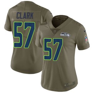 Seahawks #57 Frank Clark Olive Women's Stitched NFL Limited 2017 Salute To Service Jersey