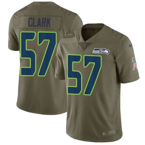 Seahawks #57 Frank Clark Olive Youth Stitched NFL Limited 2017 Salute To Service Jersey