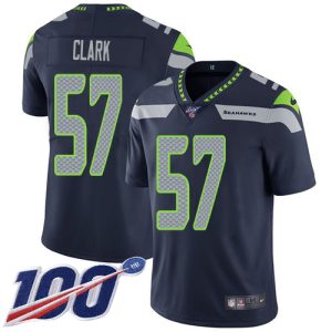 Seahawks #57 Frank Clark Steel Blue Team Color Men's Stitched NFL 100th Season Vapor Untouchable Limited Jersey