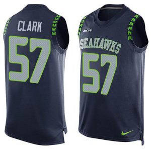 Seahawks #57 Frank Clark Steel Blue Team Color Men's Stitched NFL Limited Tank Top Jersey