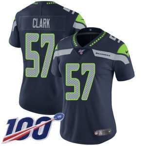 cheap Seahawks #57 Frank Clark Steel Blue Team Color Women's Stitched NFL 100th Season Vapor Untouchable Limited Jersey