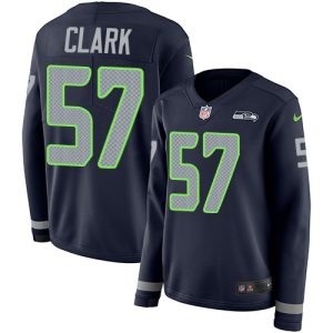 seahawks #57 frank clark steel blue team color women's stitched nfl limited therma long sleeve wholesale jersey