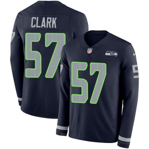 wholesale Seahawks #57 Frank Clark Steel Blue Team Color Youth Stitched NFL Limited Therma Long Sleeve Jersey