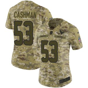 cheap Texans #53 Blake Cashman Camo Women's Stitched NFL Limited 2018 Salute To Service Jersey