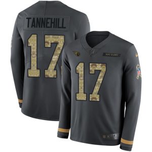 wholesale Titans #17 Ryan Tannehill Anthracite Salute to Service Men's Stitched NFL Limited Therma Long Sleeve Jersey