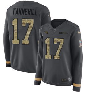 titans #17 ryan tannehill anthracite salute to service women's stitched nfl limited therma long sleeve wholesale jersey