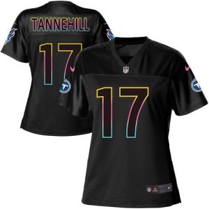 cheap Titans #17 Ryan Tannehill Black Women's NFL Fashion Game Jersey