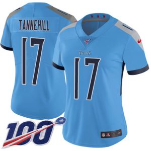 cheap Titans #17 Ryan Tannehill Light Blue Alternate Women's Stitched NFL 100th Season Vapor Limited Jersey