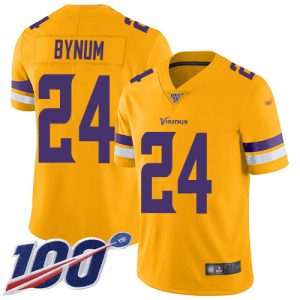 cheap Vikings #24 Camryn Bynum Gold Men's Stitched NFL Limited Inverted Legend 100th Season Jersey