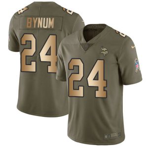 Vikings #24 Camryn Bynum Olive/Gold Men's Stitched NFL Limited 2017 Salute To Service Jersey