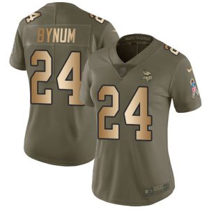 Vikings #24 Camryn Bynum Olive/Gold Women's Stitched NFL Limited 2017 Salute To Service Jersey