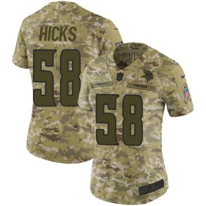 Vikings #58 Jordan Hicks Camo Women's Stitched NFL Limited 2018 Salute To Service Jersey