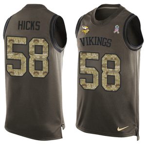 vikings #58 jordan hicks green men's stitched nfl limited salute to service tank top wholesale jersey