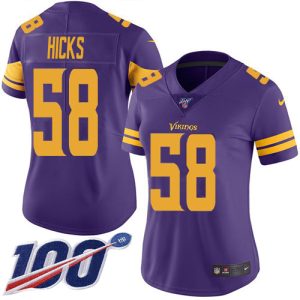 wholesale Vikings #58 Jordan Hicks Purple Women's Stitched NFL Limited Rush 100th Season Jersey