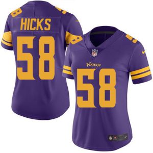 Vikings #58 Jordan Hicks Purple Women's Stitched NFL Limited Rush Jersey