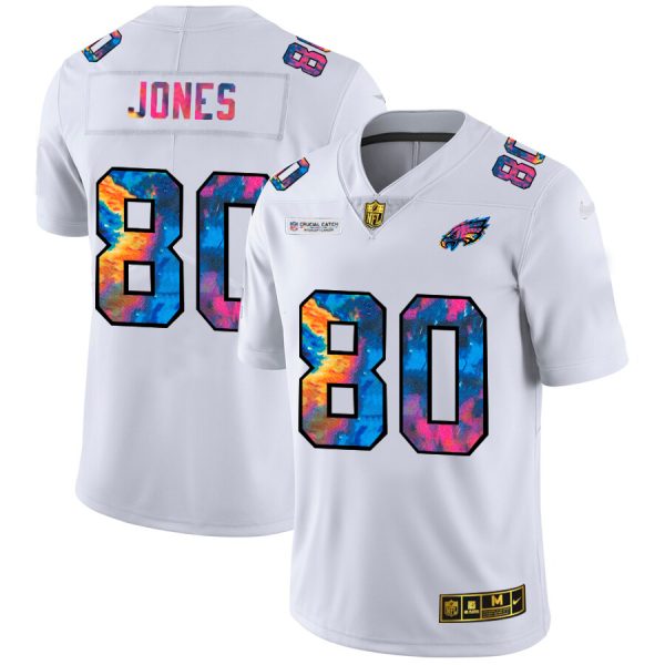 cheap Philadelphia Eagles #80 Julio Jones Men's White Multi-Color 2020 NFL Crucial Catch Limited NFL Jersey