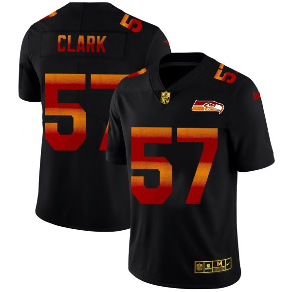 seattle seahawks wholesale jersey #57 frank clark men's black red orange stripe vapor limited nfl wholesale jersey