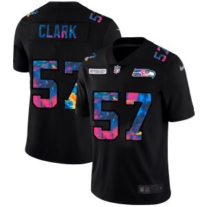 Seattle Seahawks Jersey #57 Frank Clark Men's Multi-Color Black 2020 NFL Crucial Catch Vapor Untouchable Limited Jersey