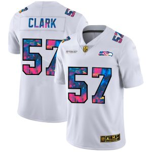 wholesale Seattle Seahawks Jersey #57 Frank Clark Men's White Multi-Color 2020 NFL Crucial Catch Limited NFL Jersey