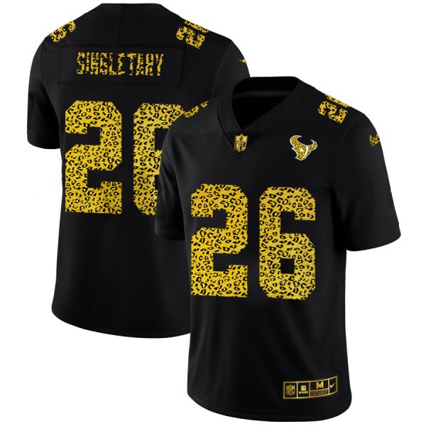 houston texans #26 devin singletary men's leopard print fashion vapor limited nfl cheap jersey black