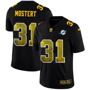 cheap Miami Dolphins #31 Raheem Mostert Men's Black Golden Sequin Vapor Limited NFL Jersey