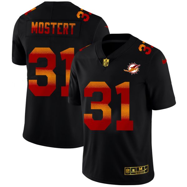 Miami Dolphins #31 Raheem Mostert Men's Black Red Orange Stripe Vapor Limited NFL Jersey