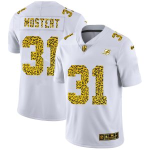 miami dolphins #31 raheem mostert men's flocked leopard print vapor limited nfl cheap jersey white