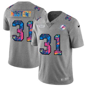 Miami Dolphins #31 Raheem Mostert Men's Multi-Color 2020 NFL Crucial Catch NFL Jersey Greyheather