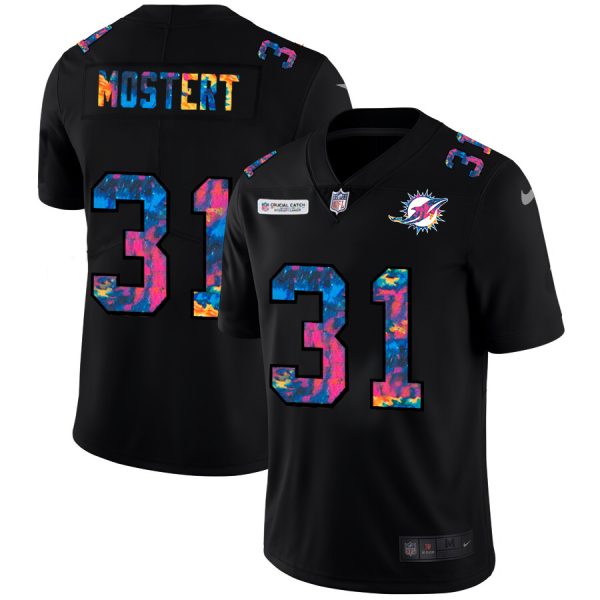 cheap Miami Dolphins #31 Raheem Mostert Men's Multi-Color Black 2020 NFL Crucial Catch Vapor Untouchable Limited Jersey