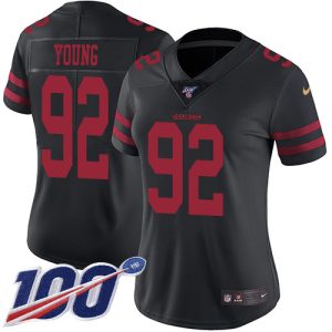 49ers #92 chase young black alternate women's stitched nfl 100th season vapor limited cheap jersey