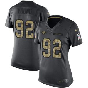 49ers #92 Chase Young Black Women's Stitched NFL Limited 2016 Salute to Service Jersey