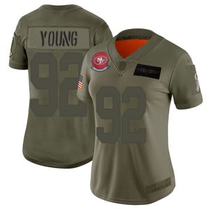 wholesale 49ers #92 Chase Young Camo Women's Stitched NFL Limited 2019 Salute To Service Jersey