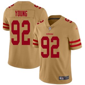 49ers #92 Chase Young Gold Men's Stitched NFL Limited Inverted Legend Jersey