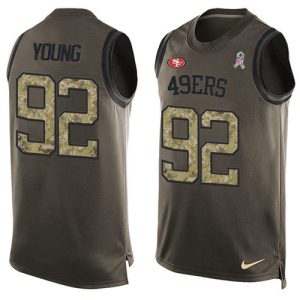 49ers #92 chase young green men's stitched nfl limited salute to service tank top cheap jersey