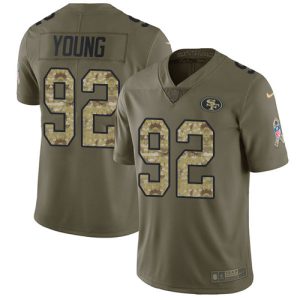 49ers #92 Chase Young Olive/Camo Men's Stitched NFL Limited 2017 Salute To Service Jersey