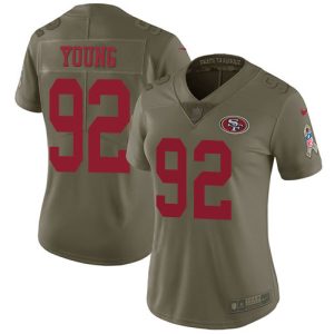 wholesale 49ers #92 Chase Young Olive Women's Stitched NFL Limited 2017 Salute to Service Jersey