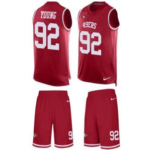 49ers #92 chase young red team color men's stitched nfl limited tank top suit wholesale jersey