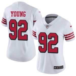 49ers #92 chase young white rush women's stitched nfl vapor untouchable limited cheap jersey