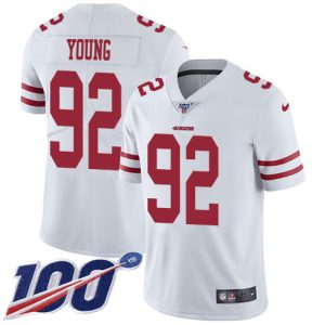 49ers #92 chase young white youth stitched nfl 100th season vapor limited cheap jersey