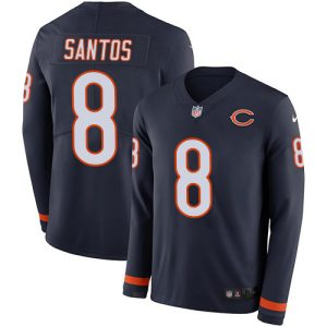 bears #8 cairo santos navy blue team color youth stitched nfl limited therma long sleeve wholesale jersey