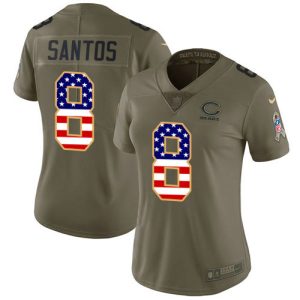 Bears #8 Cairo Santos Olive/USA Flag Women's Stitched NFL Limited 2017 Salute To Service Jersey