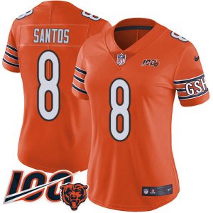 bears #8 cairo santos orange women's stitched nfl limited rush 100th season wholesale jersey