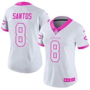 Bears #8 Cairo Santos White/Pink Women's Stitched NFL Limited Rush Fashion Jersey