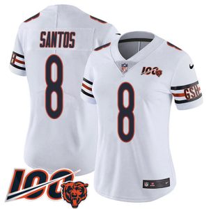 Bears #8 Cairo Santos White Women's Stitched NFL 100th Season Vapor Limited Jersey