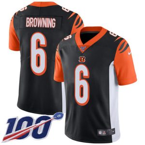 cheap Bengals #6 Jake Browning Black Team Color Men's Stitched NFL 100th Season Vapor Untouchable Limited Jersey