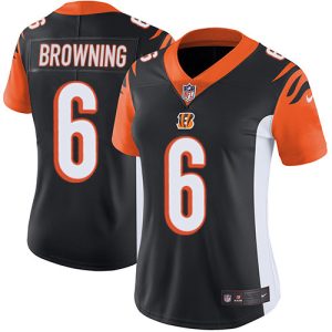 wholesale Bengals #6 Jake Browning Black Team Color Women's Stitched NFL Vapor Untouchable Limited Jersey